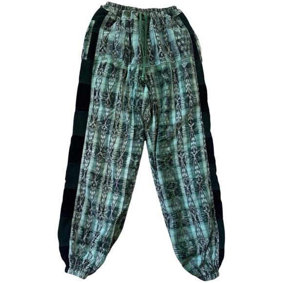 IXCHEL Hand Woven Fleece Lined  Joggers Womens Size S Plaid Streetwear Hippie - Picture 1 of 7